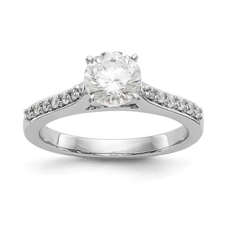 14K White Gold Diamond Peg Set Engagement Ring - Seattle Gold Grillz