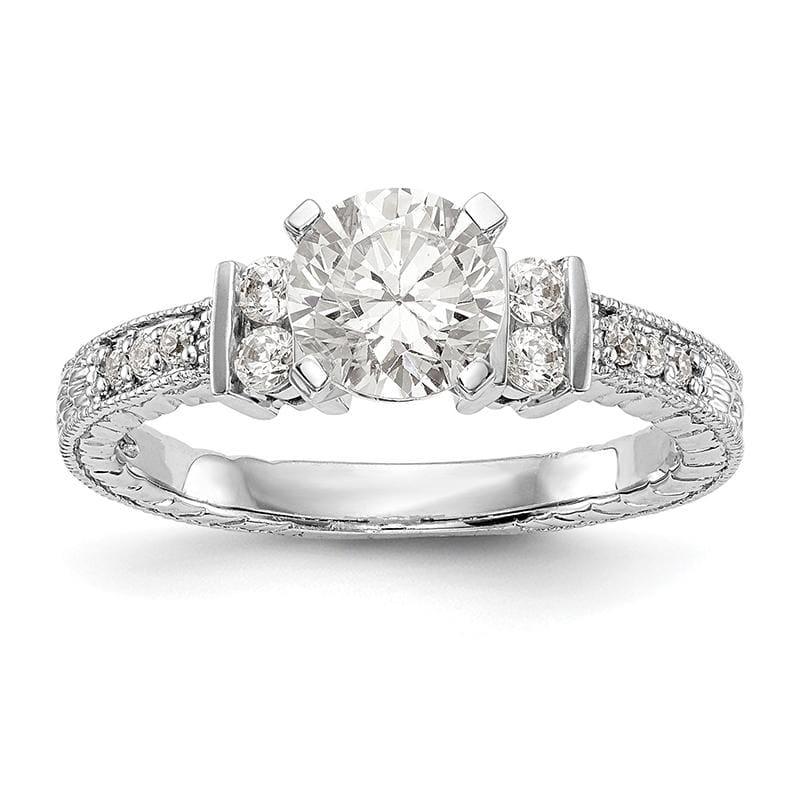 14K White Gold Diamond Peg Set Engagement Ring - Seattle Gold Grillz