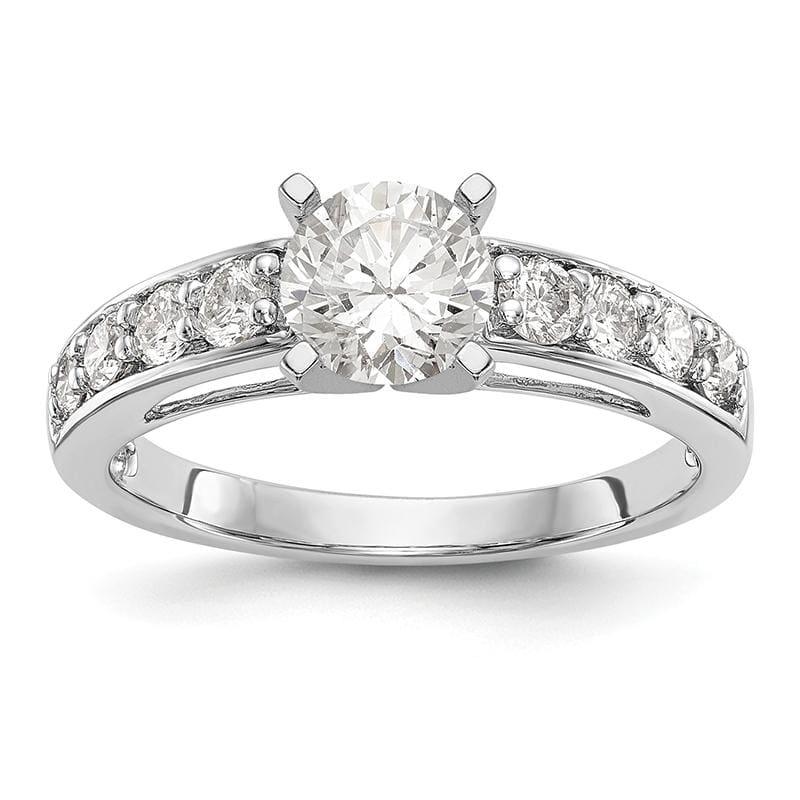 14K White Gold Diamond Peg Set Engagement Ring - Seattle Gold Grillz