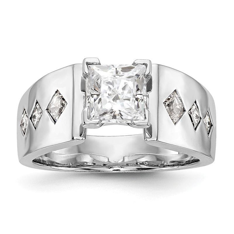 14K White Gold Diamond Peg Set Engagement Ring - Seattle Gold Grillz