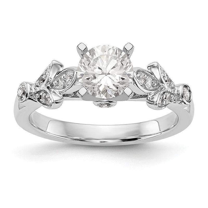 14K White Gold Diamond Peg Set Engagement Ring - Seattle Gold Grillz