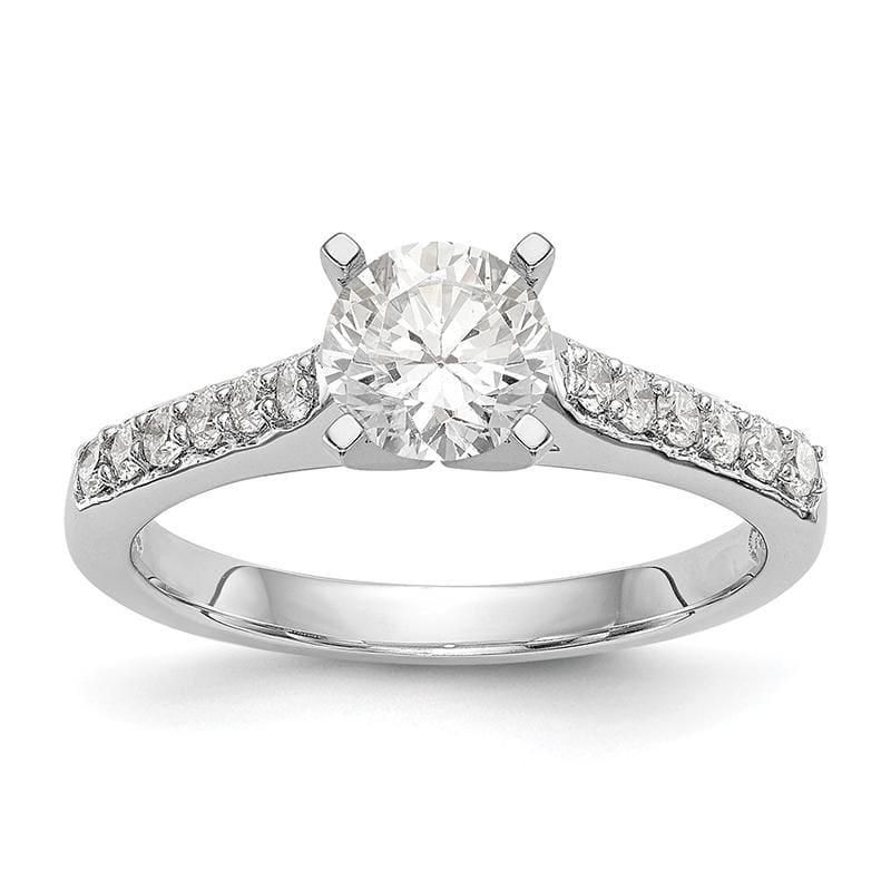 14K White Gold Diamond Peg Set Engagement Ring - Seattle Gold Grillz