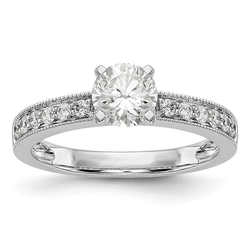 14K White Gold Diamond Peg Set Engagement Ring - Seattle Gold Grillz