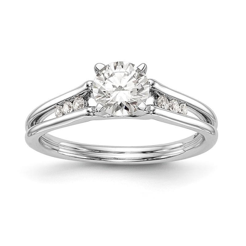 14K White Gold Diamond Peg Set Engagement Ring - Seattle Gold Grillz