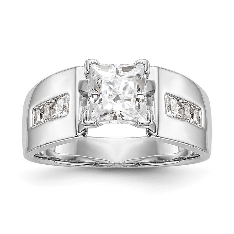 14K White Gold Diamond Peg Set Engagement Ring - Seattle Gold Grillz