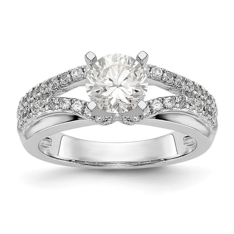 14K White Gold Diamond Peg Set Engagement Ring - Seattle Gold Grillz