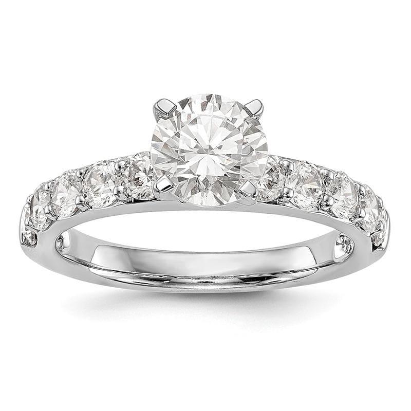 14K White Gold Diamond Peg Set Engagement Ring - Seattle Gold Grillz