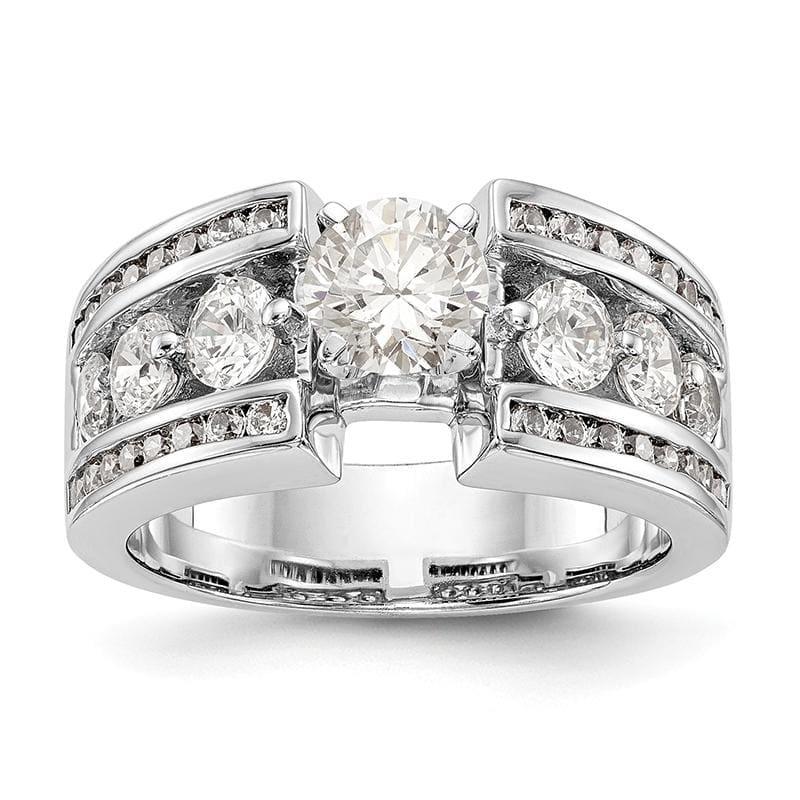 14K White Gold Diamond Peg Set Engagement Ring - Seattle Gold Grillz