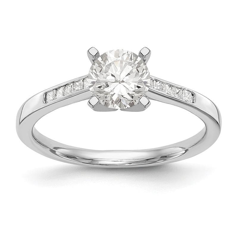 14K White Gold Diamond Peg Set Engagement Ring - Seattle Gold Grillz