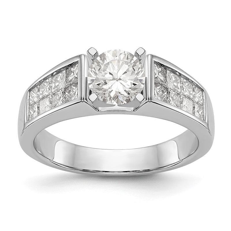 14K White Gold Diamond Peg Set Engagement Ring - Seattle Gold Grillz