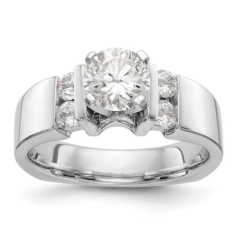 14K White Gold Diamond Peg Set Engagement Ring - Seattle Gold Grillz