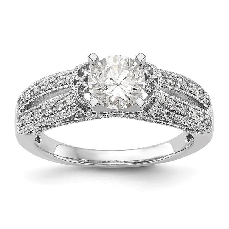 14K White Gold Diamond Peg Set Engagement Ring - Seattle Gold Grillz