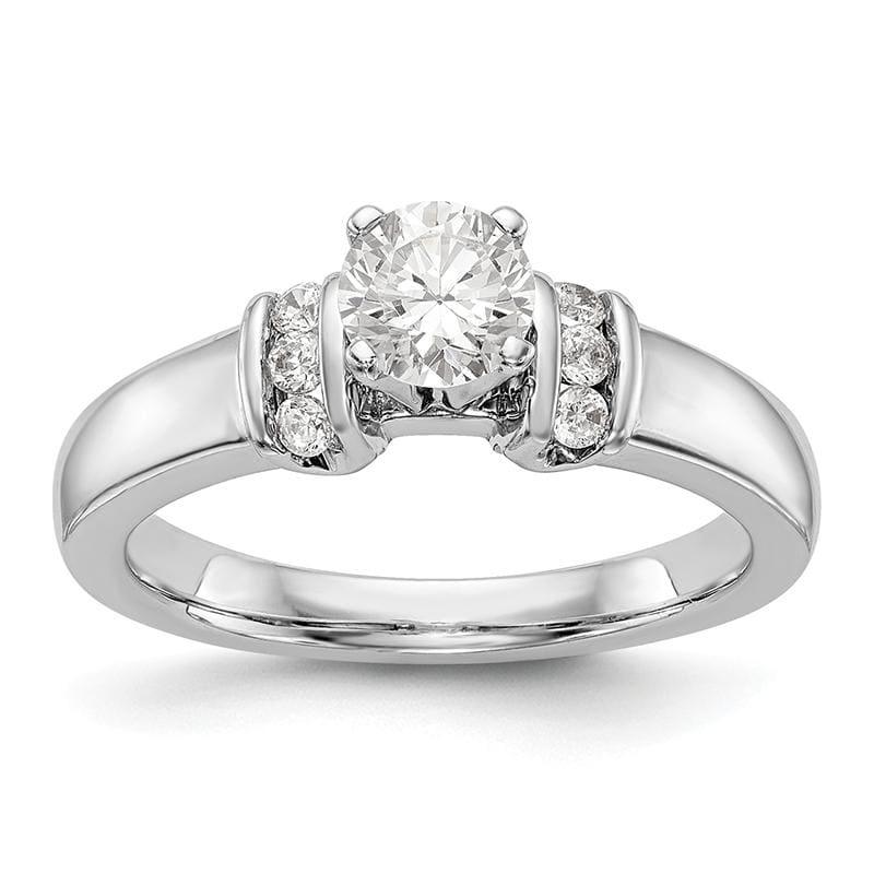 14K White Gold Diamond Peg Set Engagement Ring - Seattle Gold Grillz