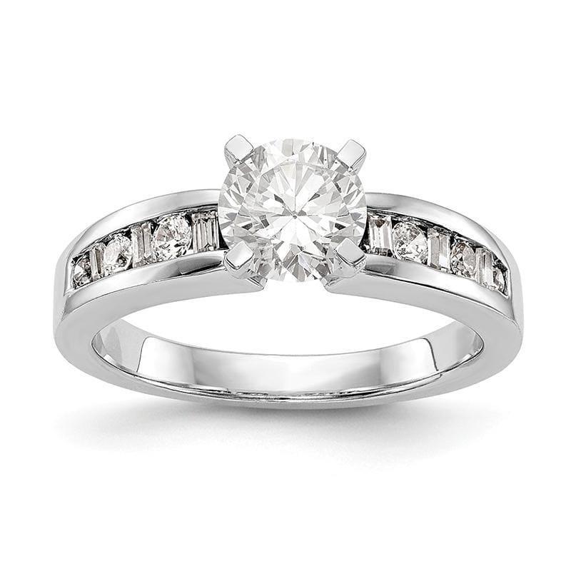 14K White Gold Diamond Peg Set Engagement Ring - Seattle Gold Grillz