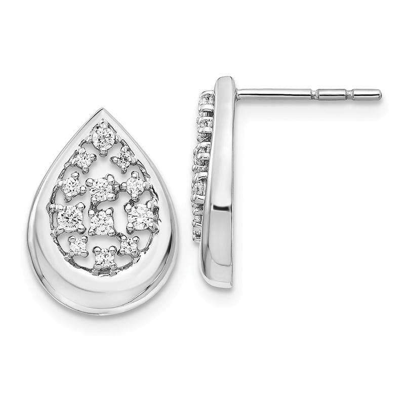 14k White Gold Diamond Post Earrings - Seattle Gold Grillz