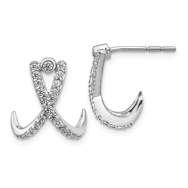 14k White Gold Diamond Post Earrings - Seattle Gold Grillz