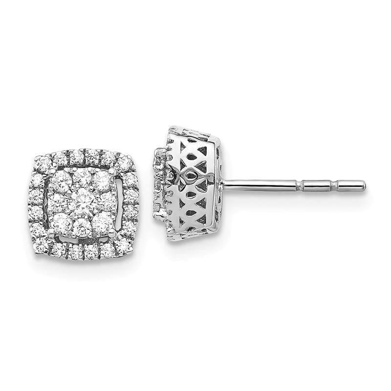 14K White Gold Diamond Post Earrings - Seattle Gold Grillz