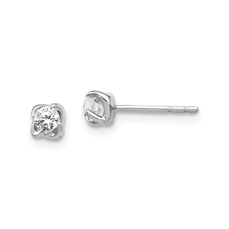 14k White Gold Diamond Post Earrings - Seattle Gold Grillz