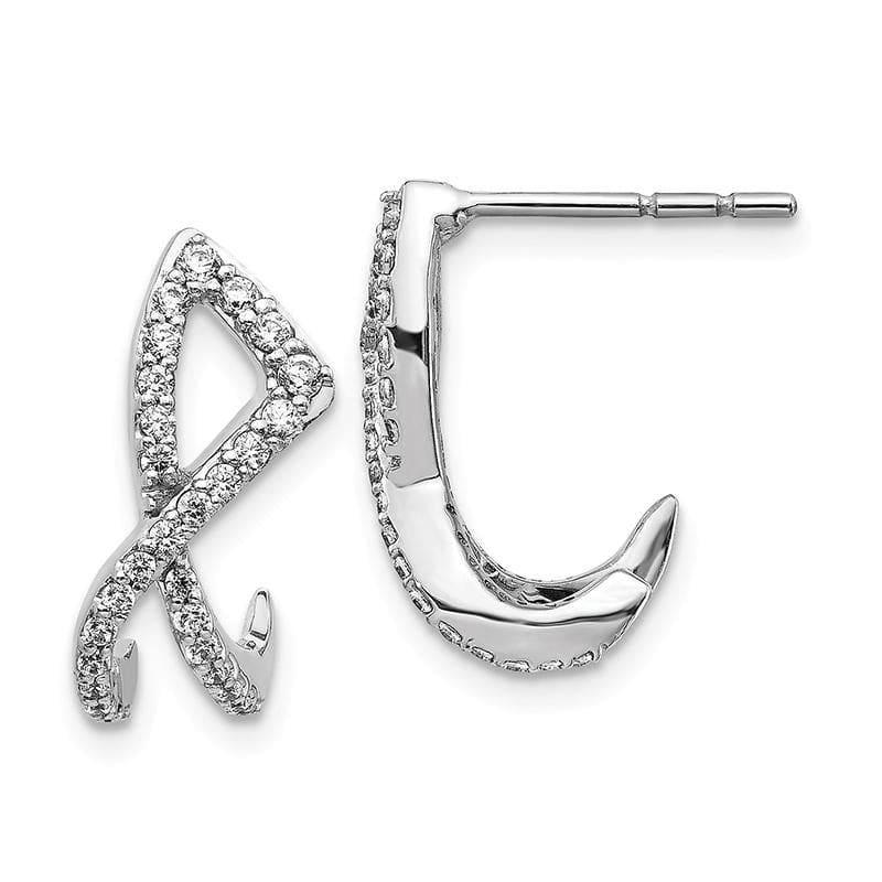 14k White Gold Diamond Post Earrings - Seattle Gold Grillz