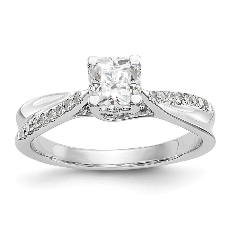 14k White Gold Diamond Princess Semi-mount Criss-Cross Engagement Ring - Seattle Gold Grillz