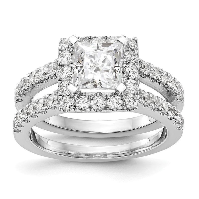 14K White Gold Diamond Princess Semi-Mount Cushion Halo Engagement Ring - Seattle Gold Grillz