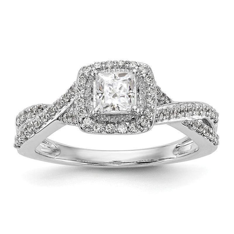 14K White Gold Diamond Princess Semi-Mount Cushion Halo Engagement Ring - Seattle Gold Grillz