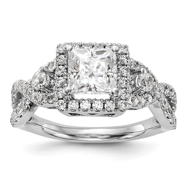 14K White Gold Diamond Princess Semi-Mount Cushion Halo Engagement Ring - Seattle Gold Grillz
