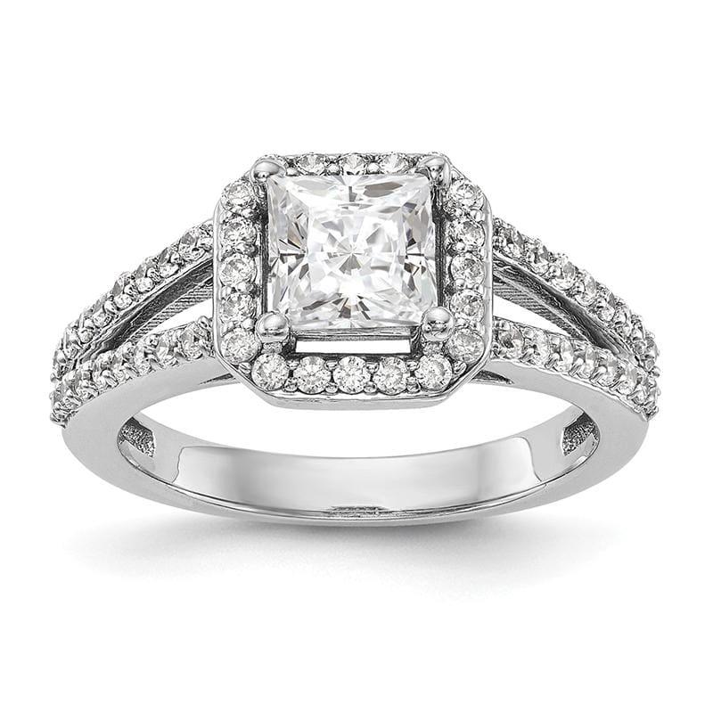 14K White Gold Diamond Princess Semi-Mount Cushion Halo Engagement Ring - Seattle Gold Grillz