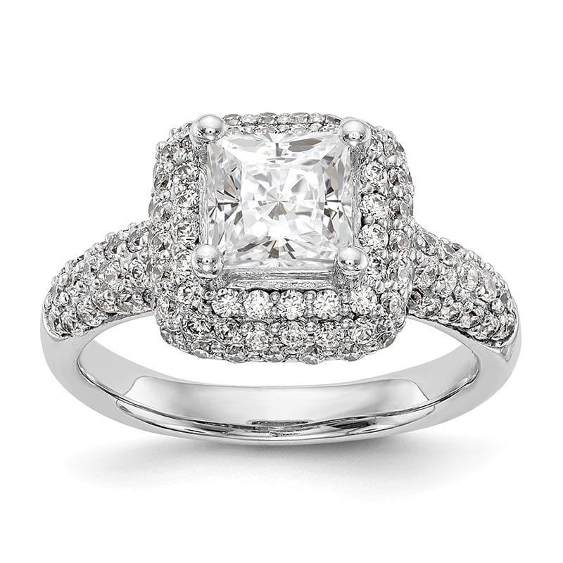 14K White Gold Diamond Princess Semi-Mount Cushion Halo Engagement Ring - Seattle Gold Grillz