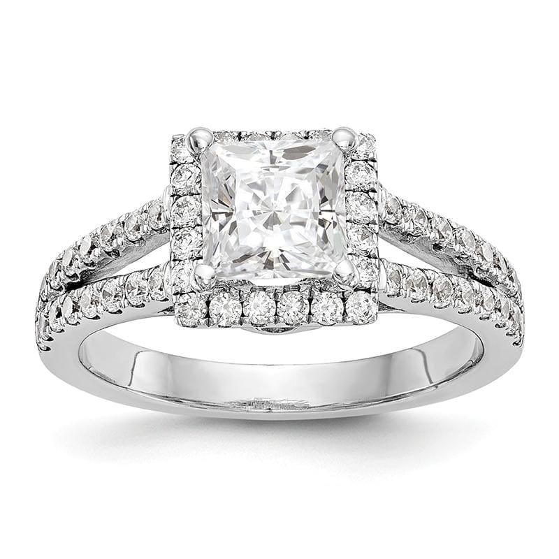 14K White Gold Diamond Princess Semi-Mount Halo Engagement Ring - Seattle Gold Grillz