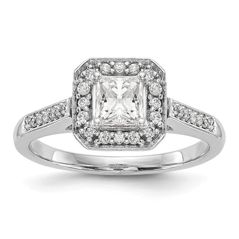 14K White Gold Diamond Princess Semi-Mount Square Halo Engagement Ring - Seattle Gold Grillz