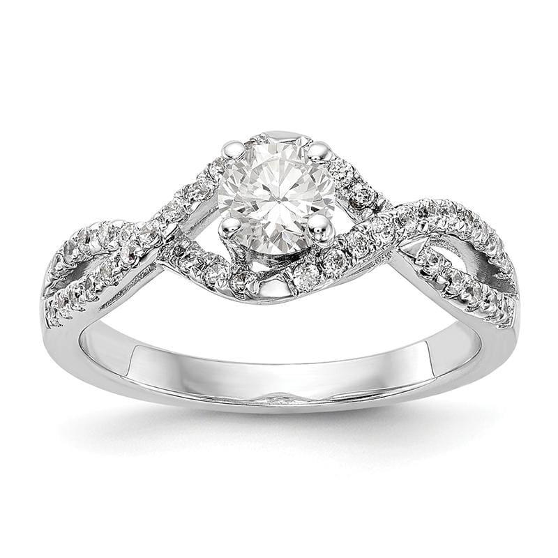 14k White Gold Diamond Round Semi-mount By-Pass Engagement Ring - Seattle Gold Grillz