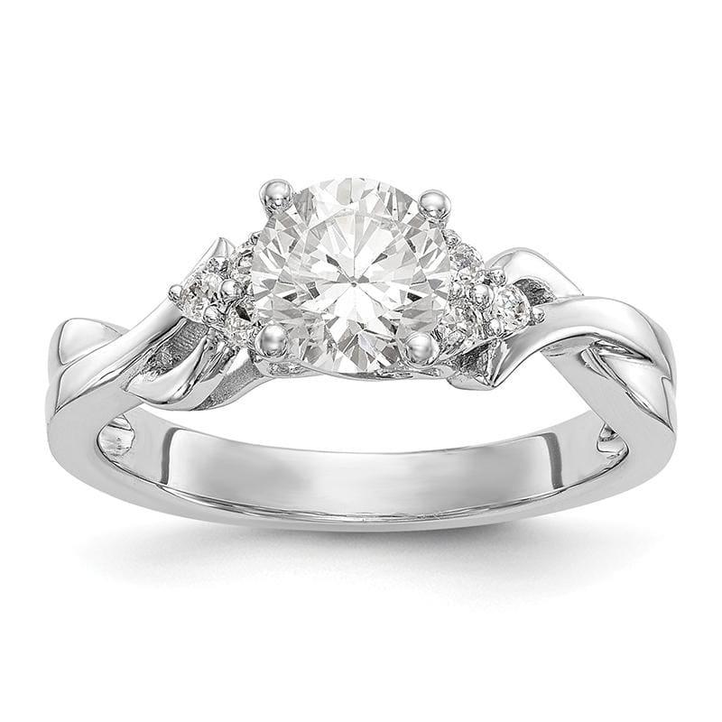 14k White Gold Diamond Round Semi-mount Criss-Cross Engagement Ring - Seattle Gold Grillz