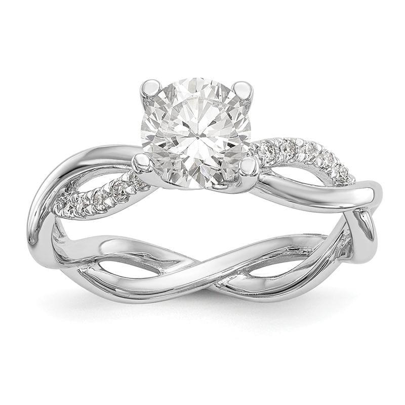 14k White Gold Diamond Round Semi-mount Criss-Cross Engagement Ring - Seattle Gold Grillz