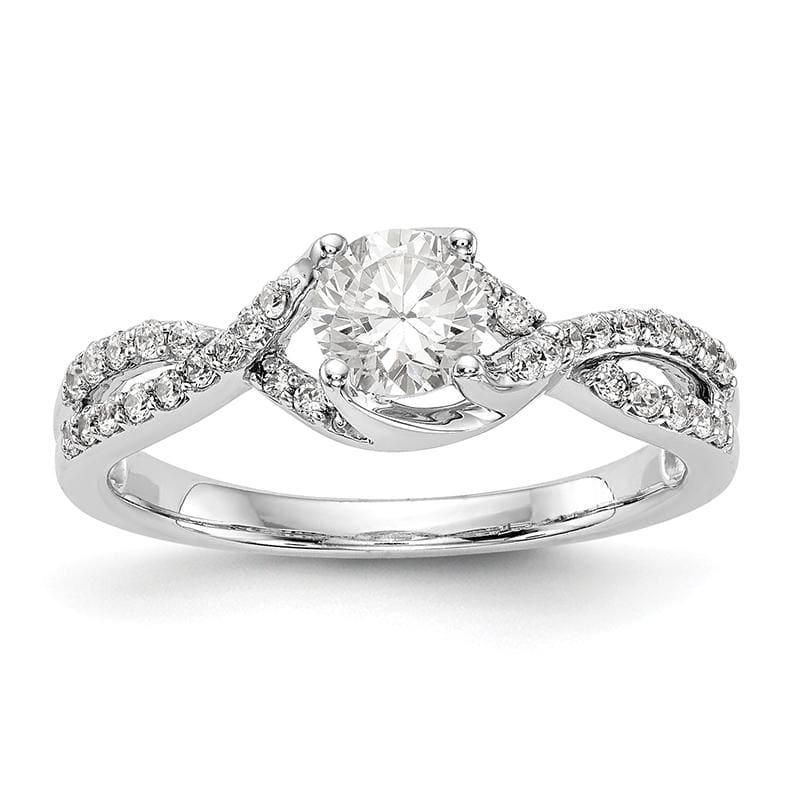 14k White Gold Diamond Round Semi-mount Criss-Cross Engagement Ring - Seattle Gold Grillz