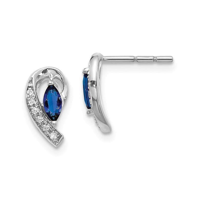 14K White Gold Diamond Sapphire Post Earrings - Seattle Gold Grillz