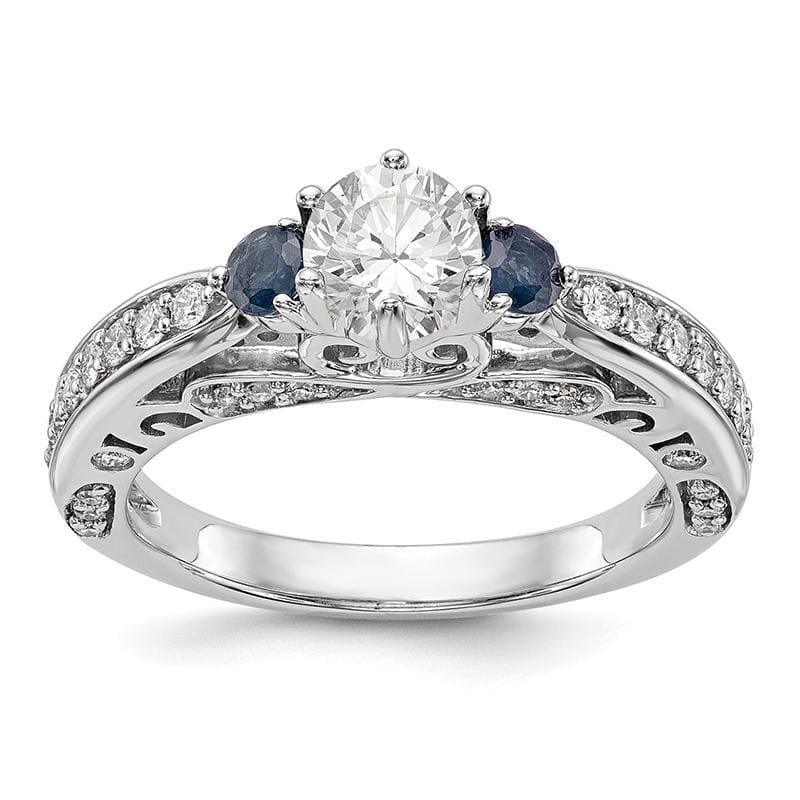 14k White Gold Diamond Semi-Mount w-Sapphire Engagement Ring - Seattle Gold Grillz