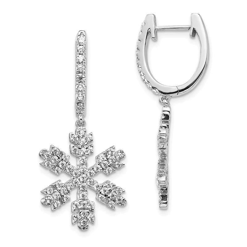 14K White Gold Diamond Snowflake Earrings - Seattle Gold Grillz