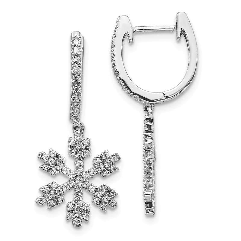 14K White Gold Diamond Snowflake Earrings - Seattle Gold Grillz