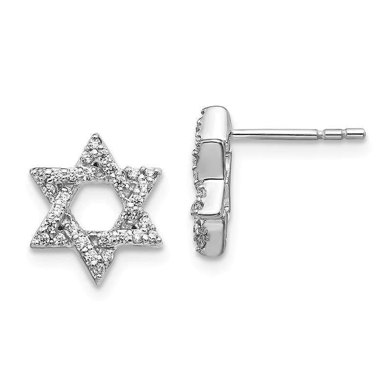 14k White Gold Diamond Star of David Earrings - Seattle Gold Grillz