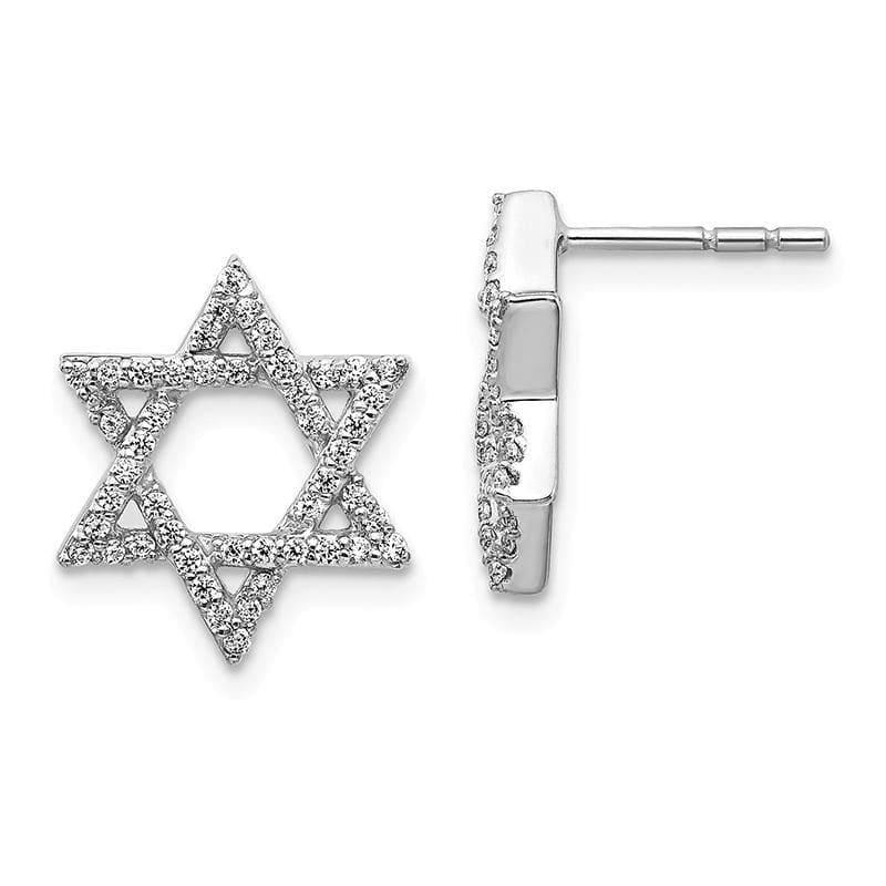 14k White Gold Diamond Star of David Earrings - Seattle Gold Grillz