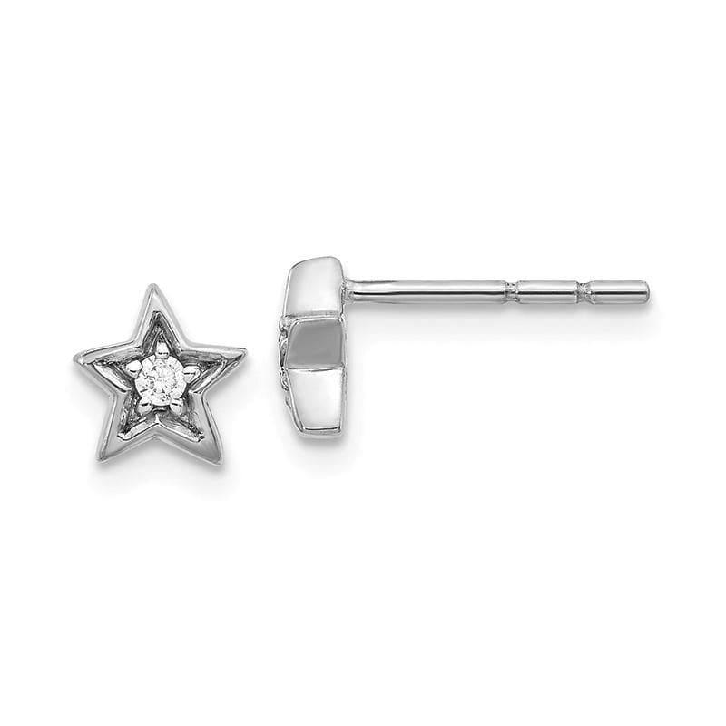 14K White Gold Diamond Star Post Earrings - Seattle Gold Grillz