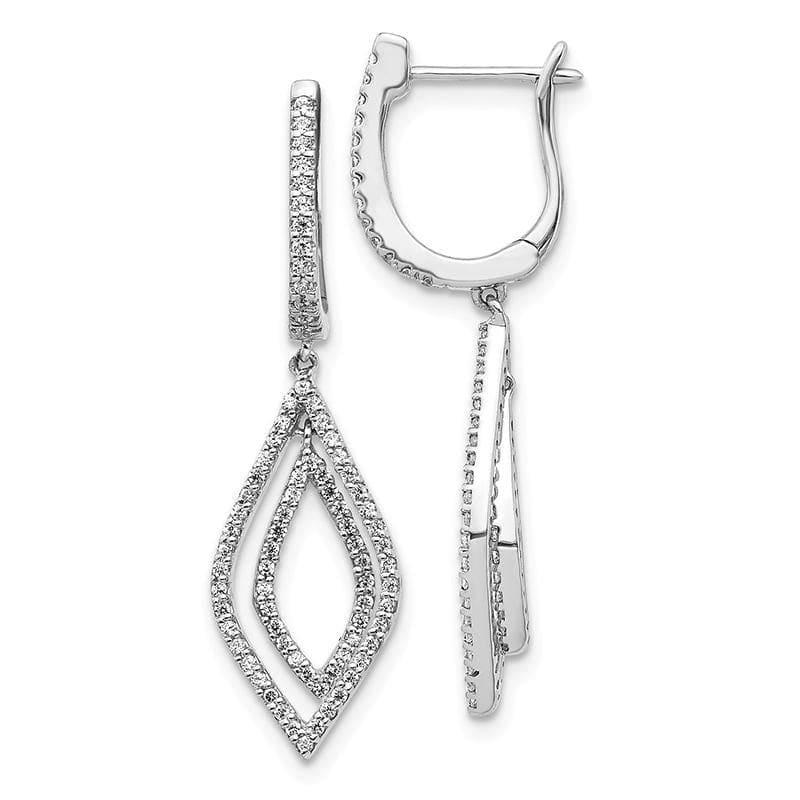 14K White Gold Diamond Teardrop Hinged Dangle Earrings - Seattle Gold Grillz