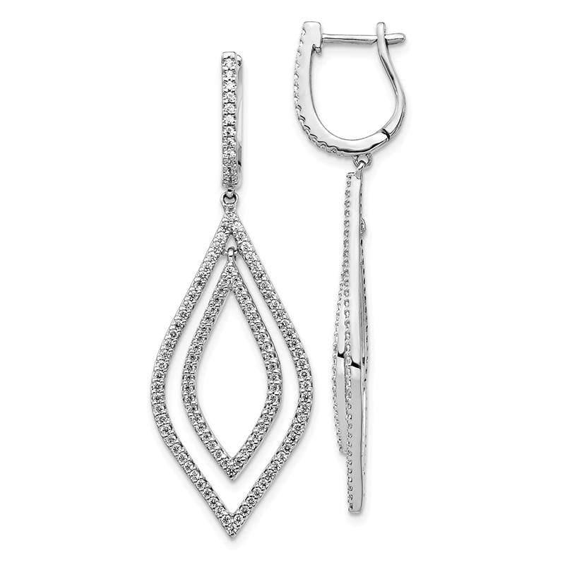 14K White Gold Diamond Teardrop Hinged Dangle Earrings - Seattle Gold Grillz