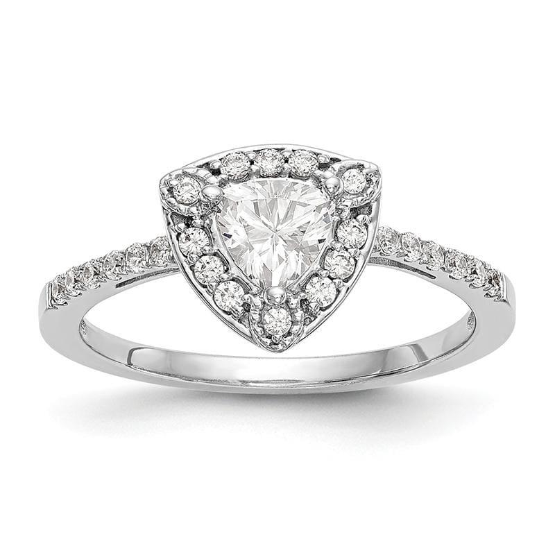14K White Gold Diamond Trillion Semi-Mount Halo Engagement Ring - Seattle Gold Grillz