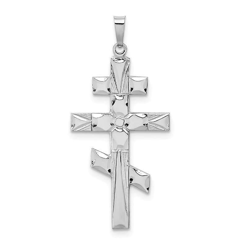 14k White Gold Eastern Orthodox Cross Pendant - Seattle Gold Grillz