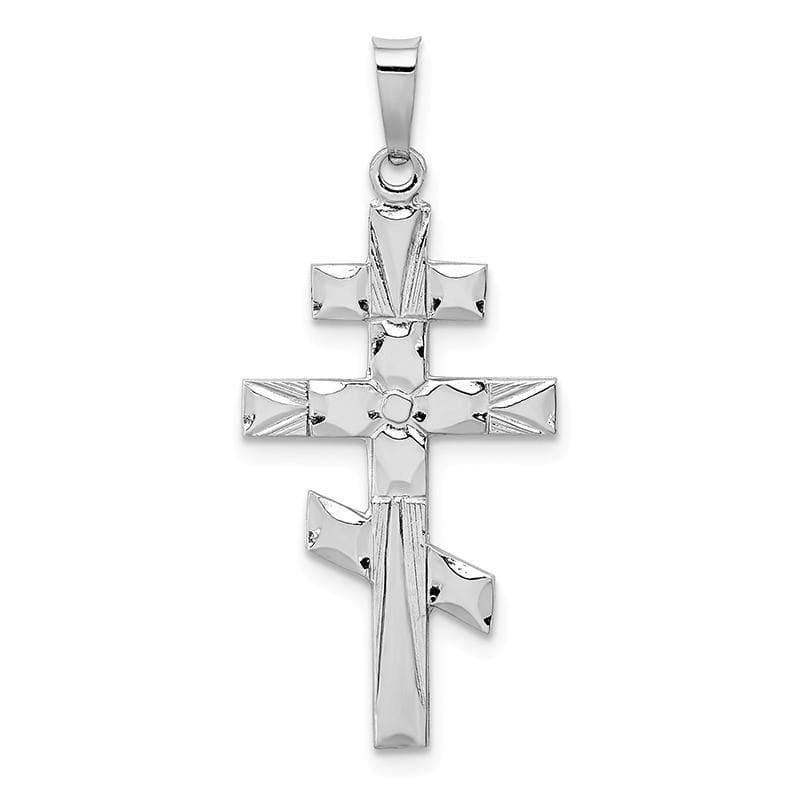 14k White Gold Eastern Orthodox Cross Pendant - Seattle Gold Grillz