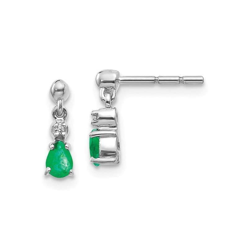 14k White Gold Emerald & Diamond Dangle Post Earrings - Seattle Gold Grillz