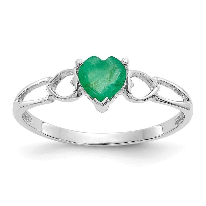 14k White Gold Emerald Birthstone Ring - Seattle Gold Grillz