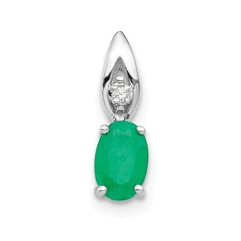 14k White Gold Emerald Diamond Pendant - Seattle Gold Grillz